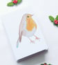 ROBIN WATERCOLOUR CHRISTMAS Card pack, A7 Card, Blank Inside, Mini xmas cards - Image 2