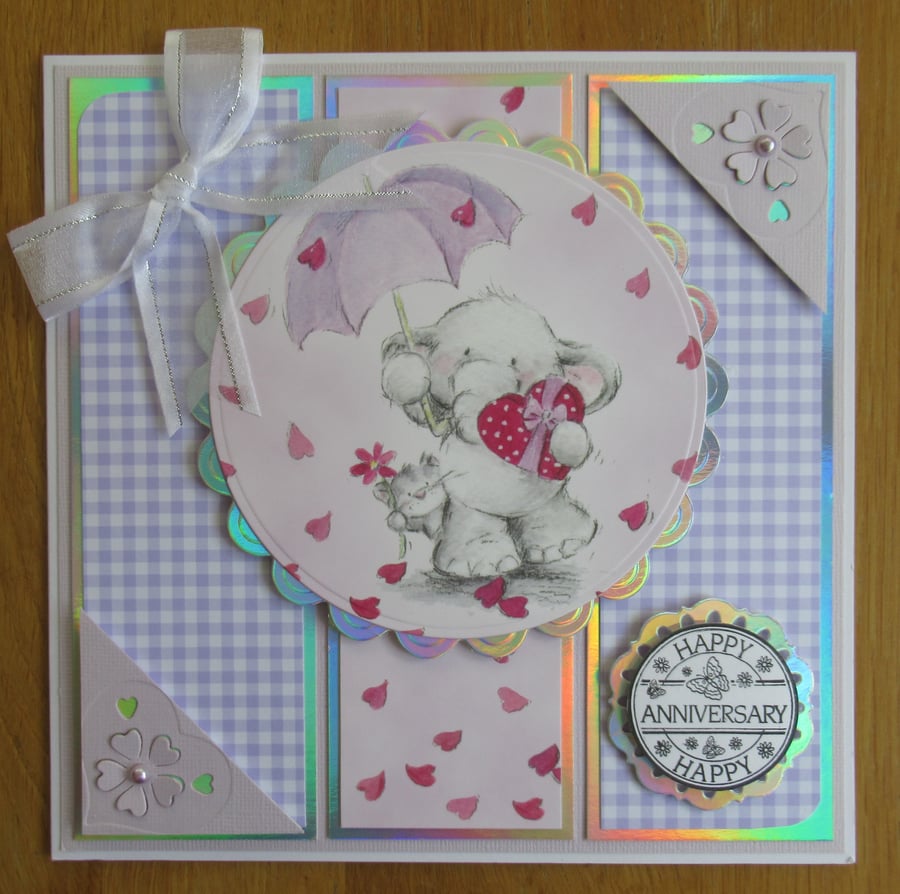 Cute Elephant Anniversary Card - 19x19cm
