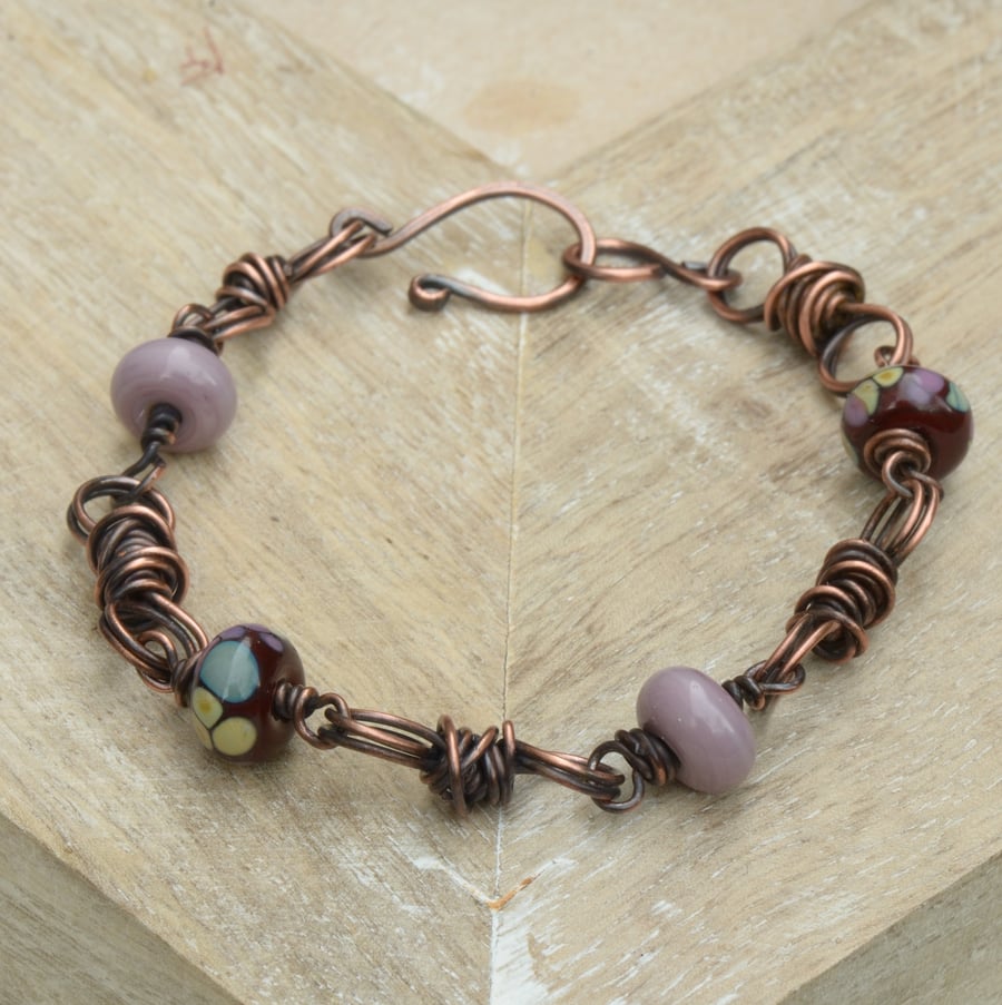 Twist & Shout Copper & Lampwork Glass Bead Bracelet