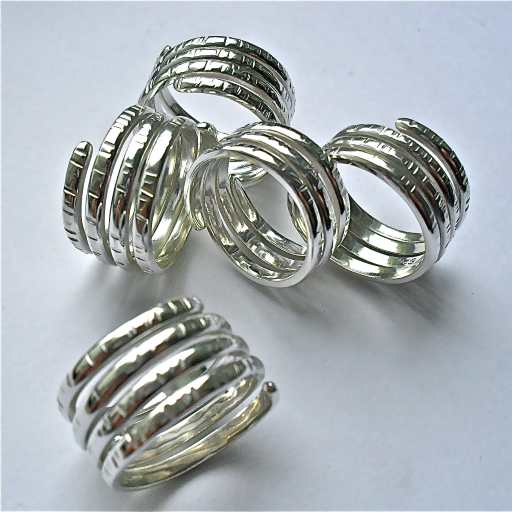 Solid Recycled Sterling Silver Four Twist Spiral Rings