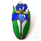 Iris Suncatcher Stained Glass Blue Purple Flower 026