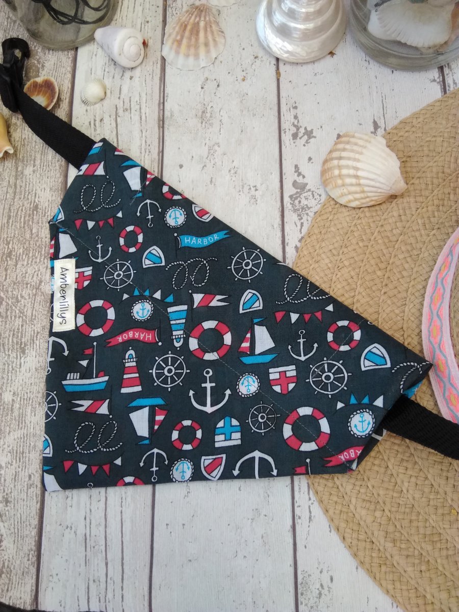 Dog Bandana Over the Collar Nautical