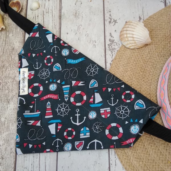 Dog Bandana Over the Collar Nautical