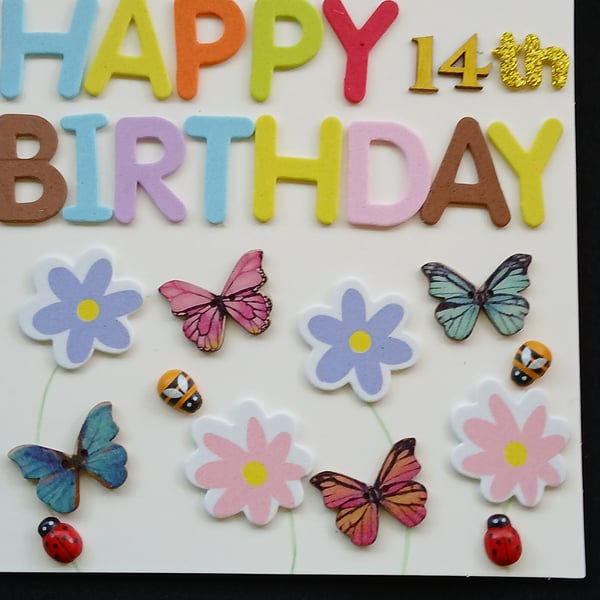 Handmade 14th birthday card 