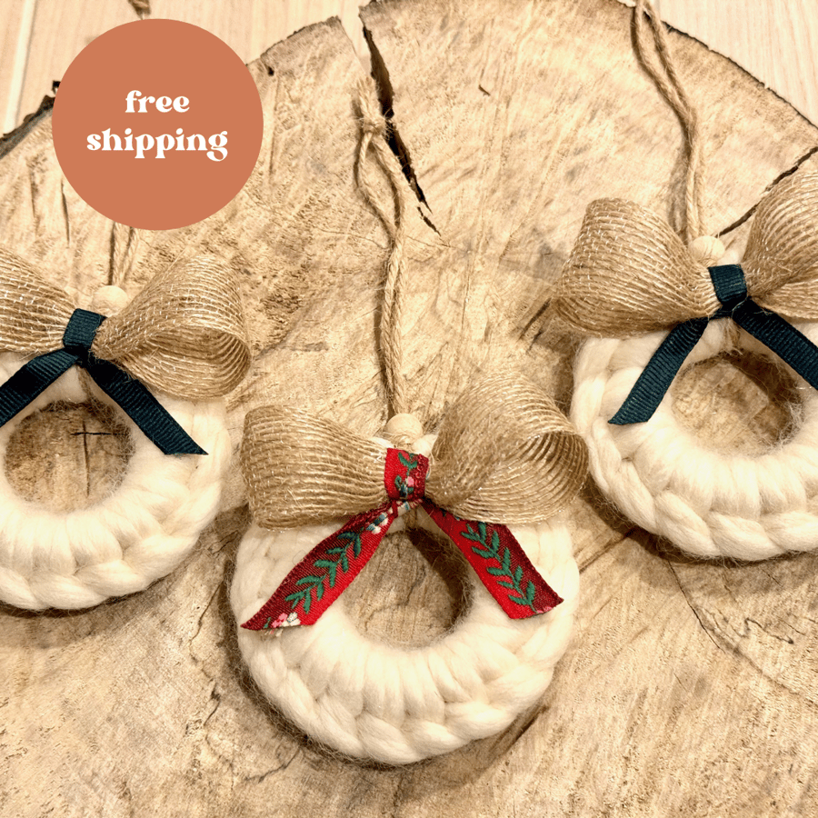 3 x Crochet Christmas Tree Decorations -Free Shipping