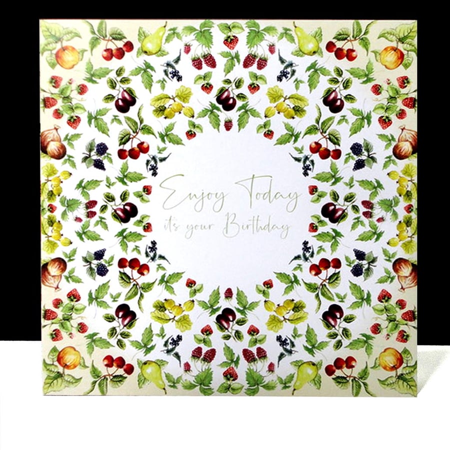 Enjoy your Birthday -British Fruit Orchard Valance Card 