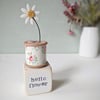 Clay Flower on a Vintage Wooden Bobbin 'hello flower'