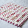 Hand Quilted Pretty Pink Red and White Patchwork Quilted Mat