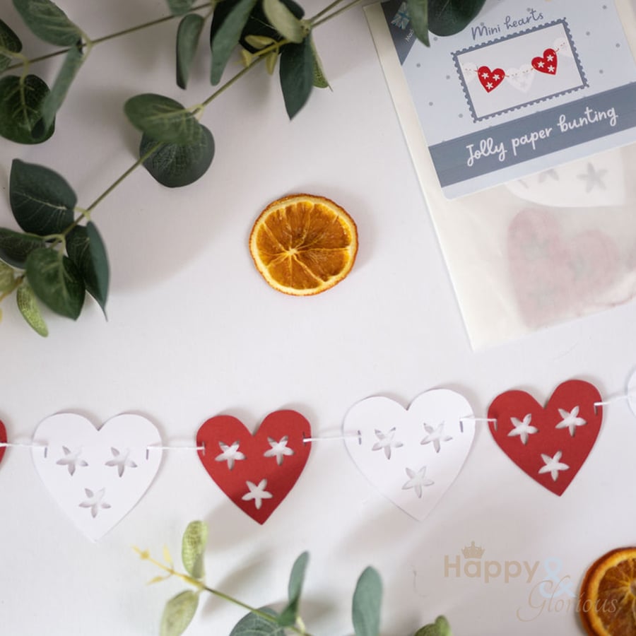 Mini hearts paper bunting