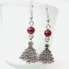 Christmas earrings, with christmas tree charm