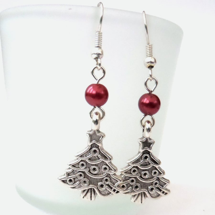 Christmas earrings, with christmas tree charm