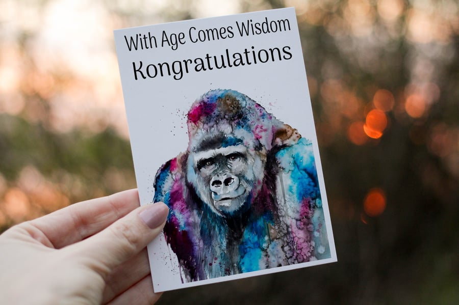 Kongratulations Gorilla Birthday Card, Gorilla Birthday Card, Personalized Card