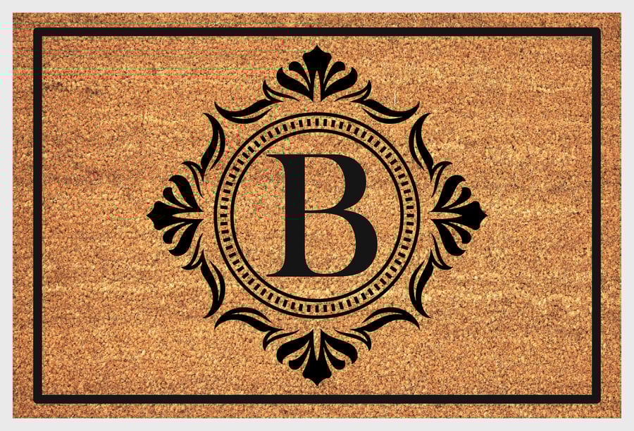 B Letter Door Mat - Monogram Letter B Welcome Mat - 3 Sizes