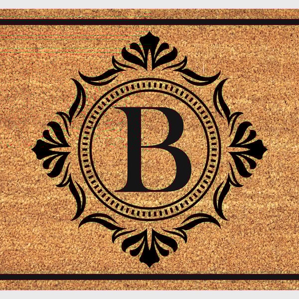 B Letter Door Mat - Monogram Letter B Welcome Mat - 3 Sizes