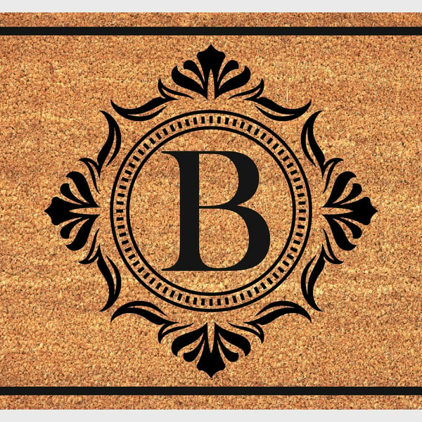 B Letter Door Mat - Monogram Letter B Welcome Mat - 3 Sizes