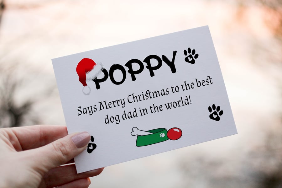 Dog Dad Christmas Card, Dad Christmas Card, Personalized Card for Christmas