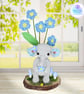 Crochet forget me not elephant sculpture. Elephant ornament.  Elephant gift. - Image 1