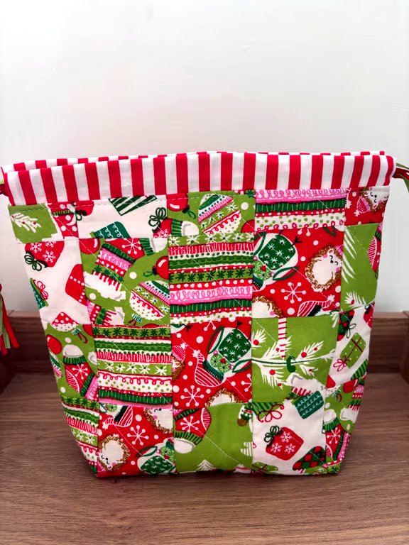 Summer seconds - Cotton Patchwork Christmas drawstring bag