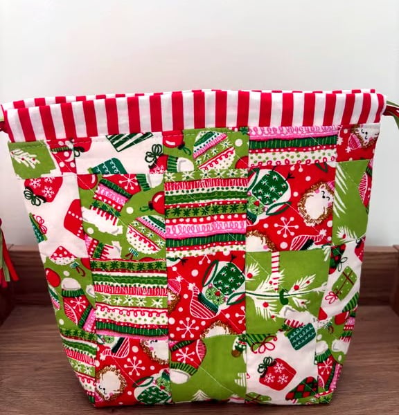 Summer seconds - Cotton Patchwork Christmas drawstring bag