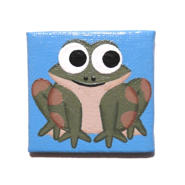 Frog Magnet - original painted fridge magnet of cute frog