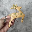 Nordic Rustic Reindeer, Christmas Yuletide Hanging Clay Ornament