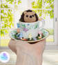 Crochet hedgehog in an espresso teacup. Hedgehog ornament. Hedgehog decoration. - Image 2