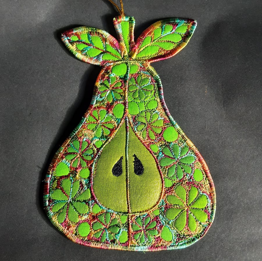 Pear Hanging Decoration Free Machine Embroidery Home Decor 