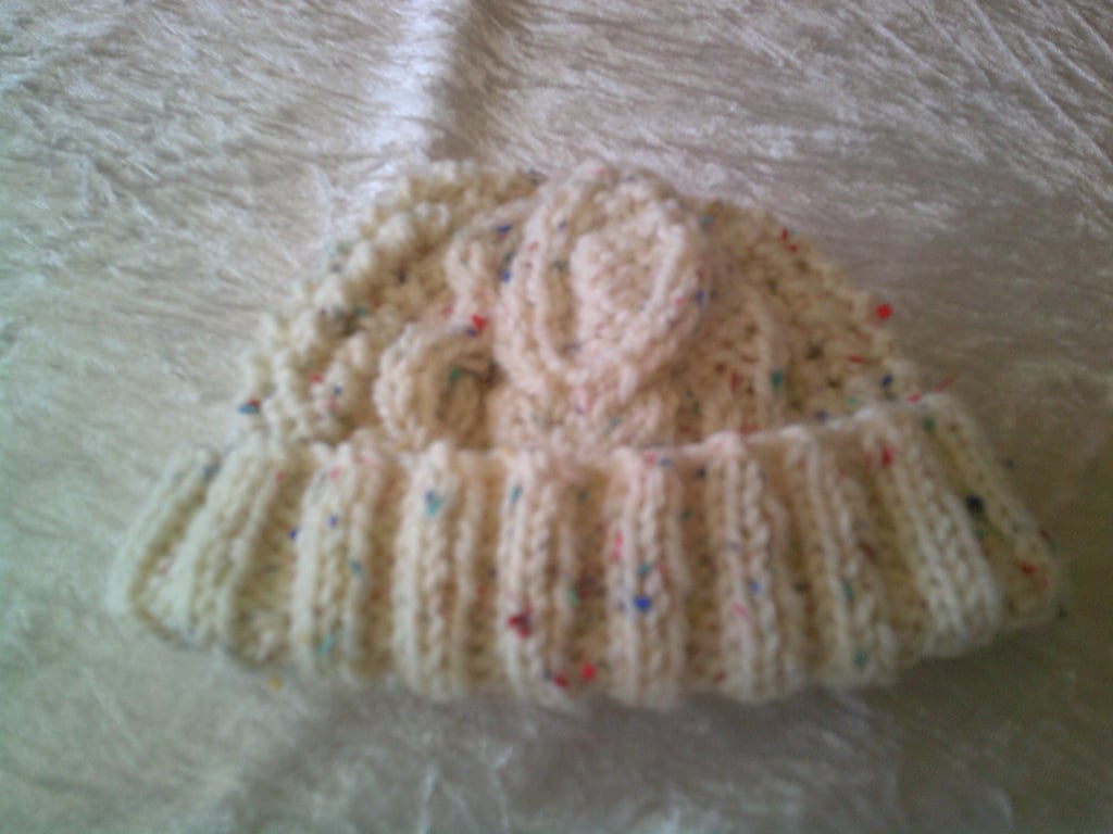 Cream with Primary Coloured Flecks baby Hat