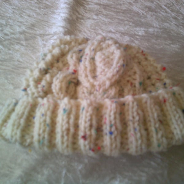 Cream with Primary Coloured Flecks baby Hat