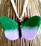 Green & Lilac Glass Butterfly Hanging Decoration - Image 1