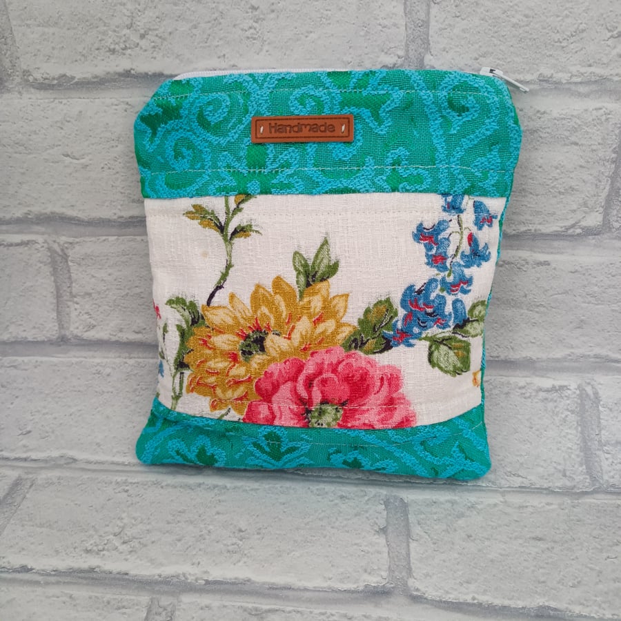 Zipper pouch, lined pouch, makeup zipper pouch, mothers day 