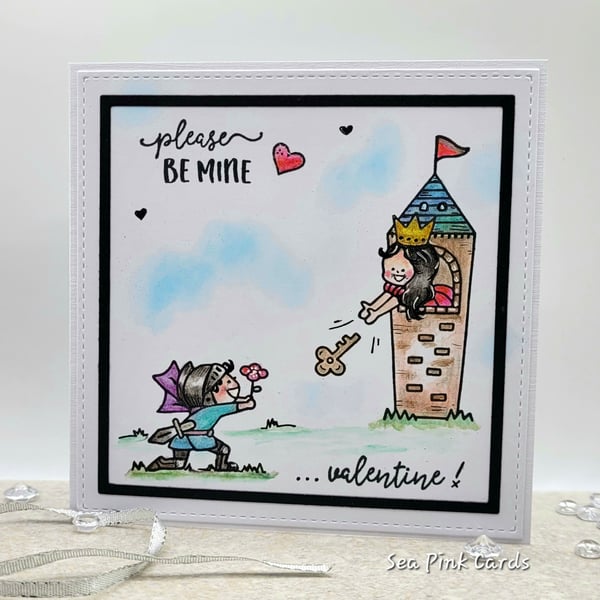 Valentine Card - Cartoon Prince, Princess, Valentine's Day, Handmade Cards