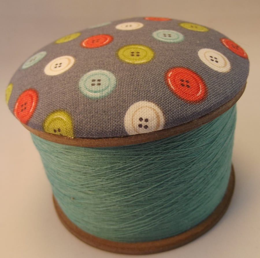 Buttons Fabric Cotton Reel Pin Cushion