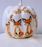 Hand Painted Fox Ceramic Pumpkin – Handmade Autumn Decoration with Gold