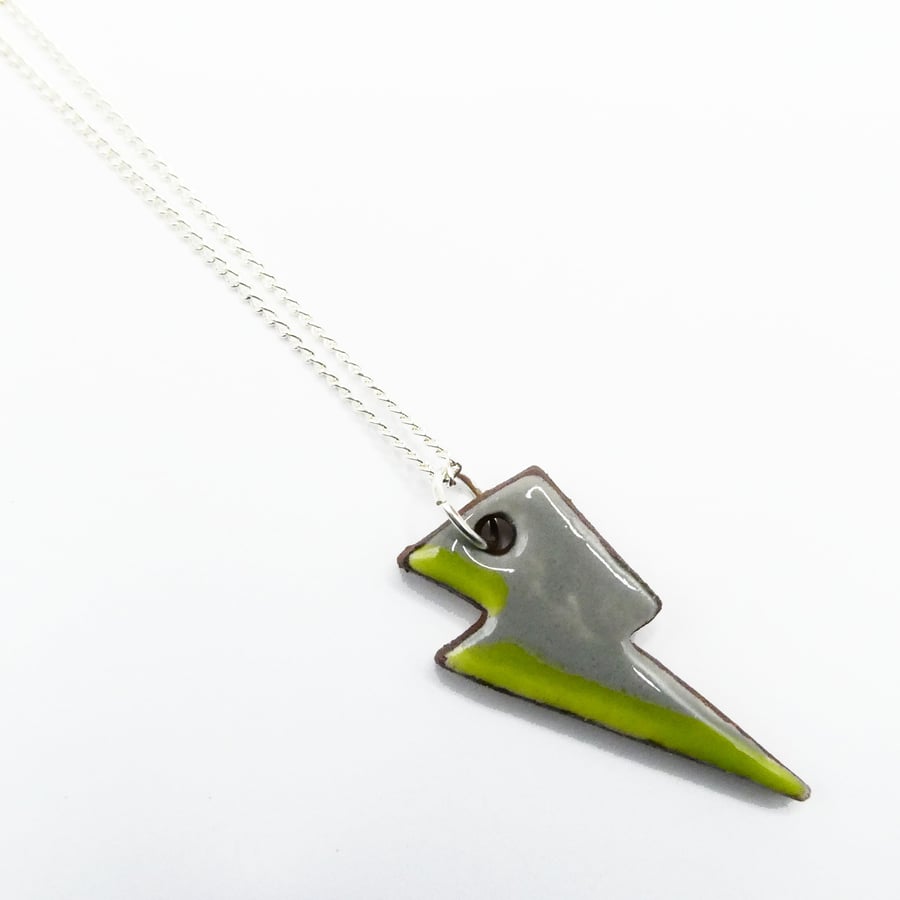 Green ceramic lightning pendant neclace