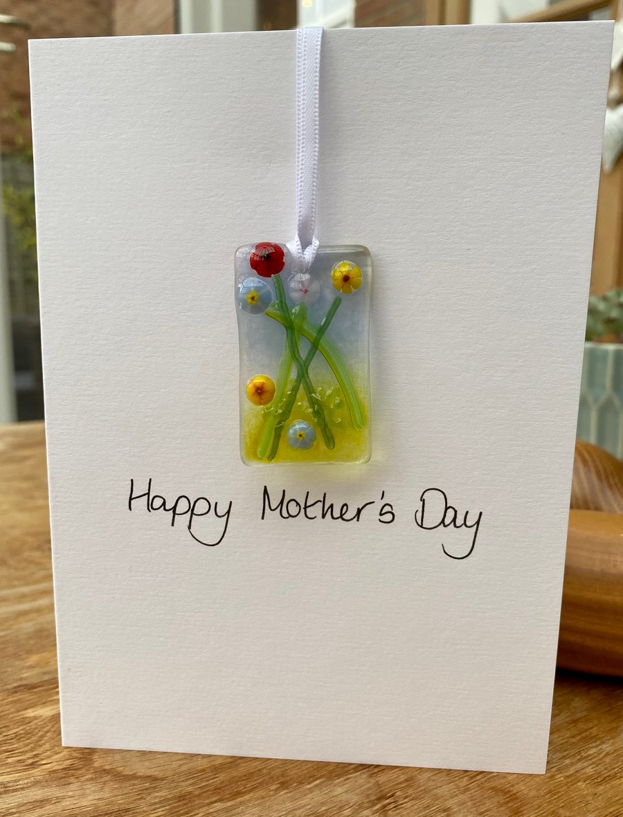 Fused glass summer stems Mother’s Day card