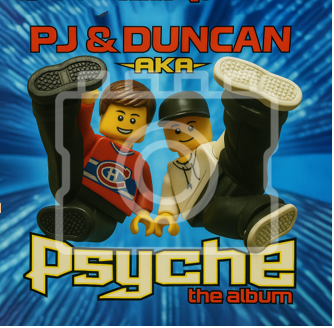 LEGO-Inspired PJ & Duncan AKA – Psyche 5x5" Print (Mounted for 9x9" Frame)