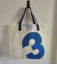 Upcycled Try Sail Tote Bag – Large Beach Bag with Blue Number 3