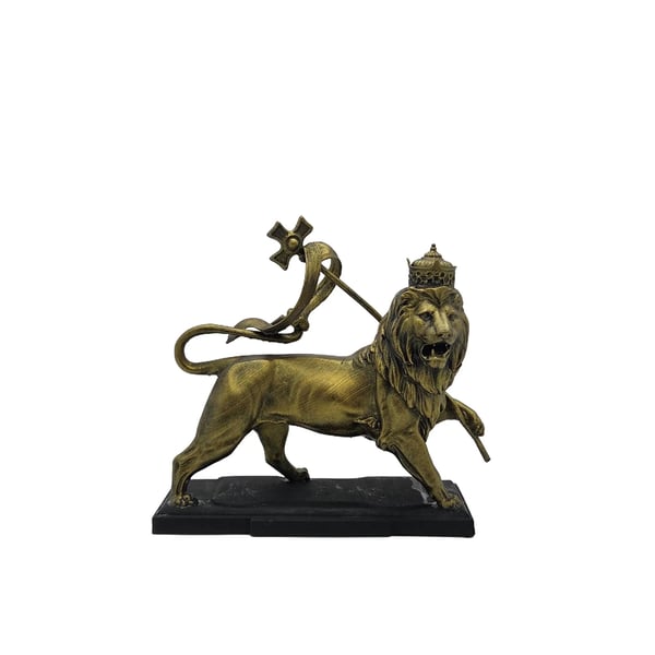 Lion of Judah Figurine, 3d printed African Gold Statue, Rastafarian Symbol 