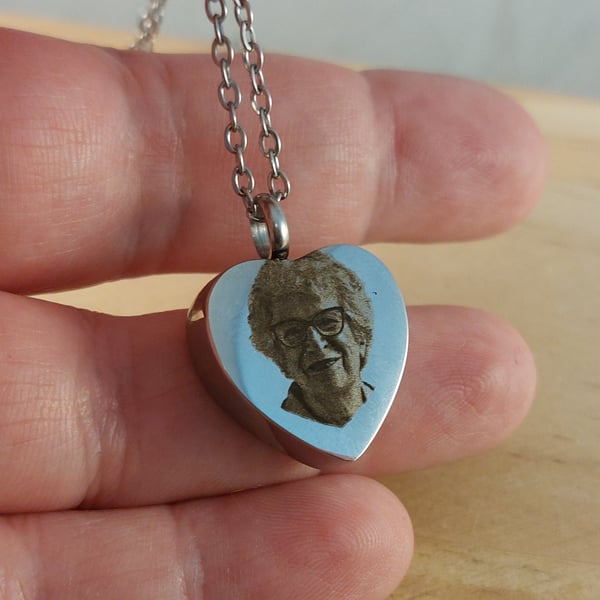 Personalised Engraved Stainless Steel Heart Shaped Cremation Urn Necklace