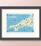 Cornwall illustrated map poster A3 - Image 4