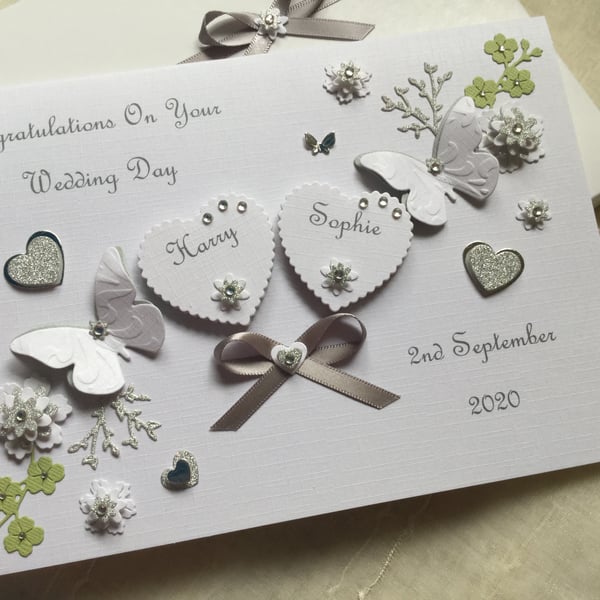 Personalised Handmade Wedding Day Card Gift Boxed Son Daughter Engagement 