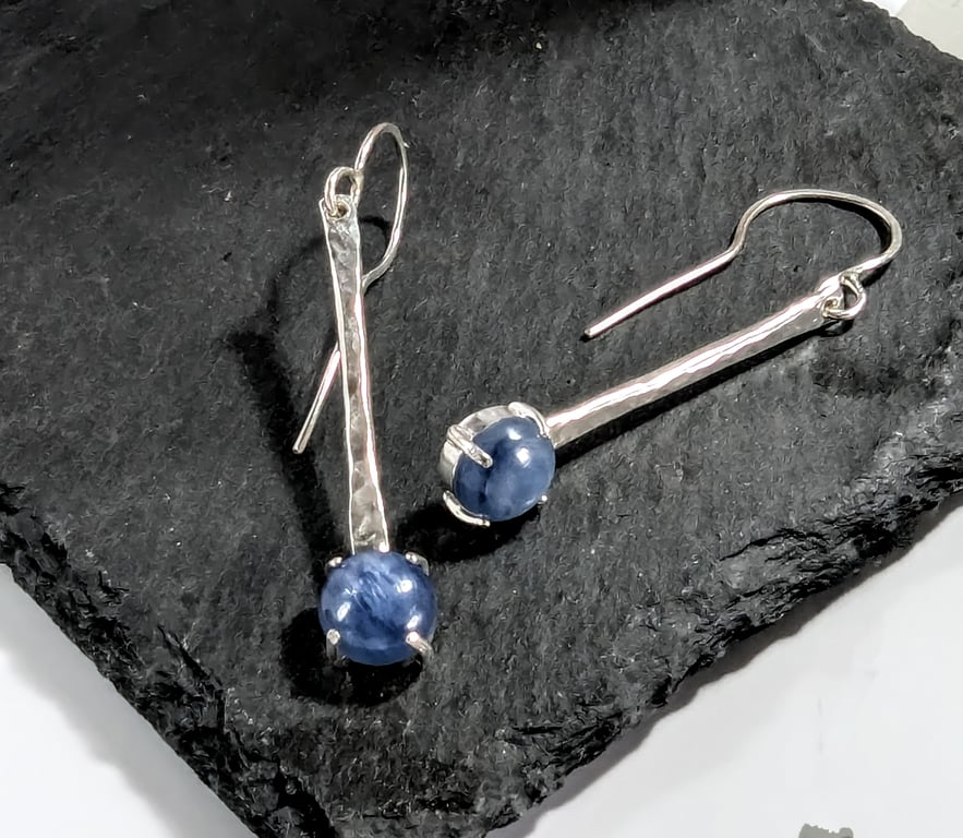Sterling Silver Handmade Kyanite DANGLE Earrings, Handmade Urban Jewellery
