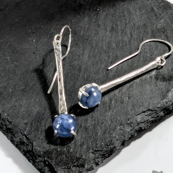 Sterling Silver Handmade Kyanite Drop Earrings, Handmade Urban Design Jewellery