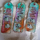 Set of 3 Mixed Media Bookmarks - Birthday Gift