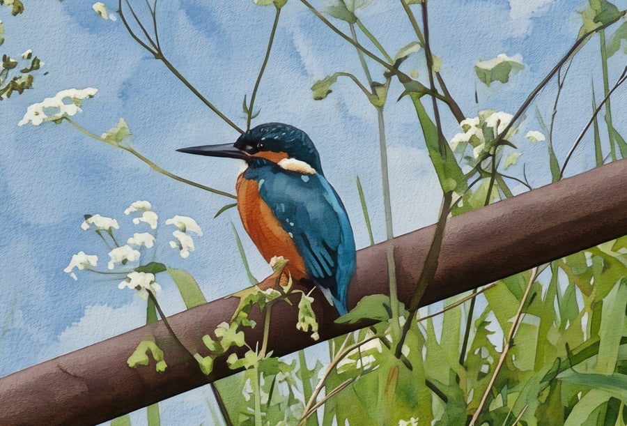 A4 Print Kingfisher Norfolk Fen 