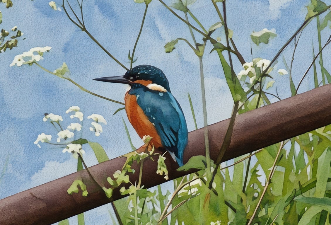 A4 Print Kingfisher Norfolk Fen 