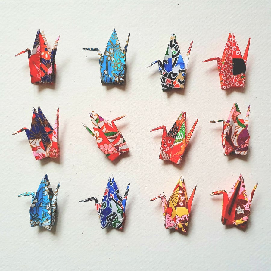 Origami paper cranes or butterflies, japan paper folding, handmade decoration
