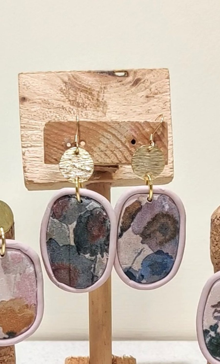 Lilac floral polymer clay earrings- prototype 