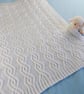 Hand Knitted White Baby Blanket - Diamond Cable Knit, New Baby Gift - Image 9